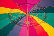 Closeup Of Fun Colorful Summer Beach Umbrella 