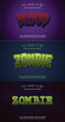 © ribelco - Set of blood horror zombie text effect bundle, editable scary and red text style. Halloween theme text effect