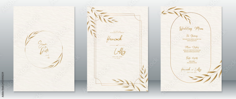 Wedding invitation card template luxury design with gold frame ,gold ...