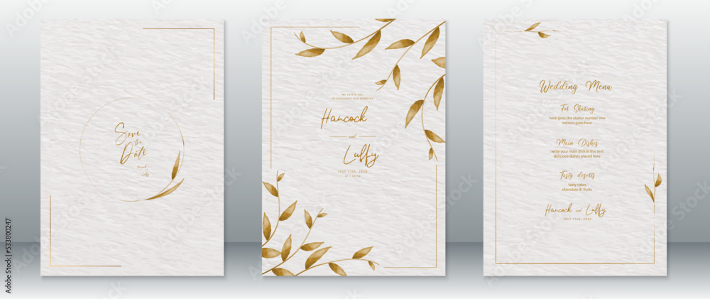 Wedding invitation card template luxury design with gold frame ,gold ...
