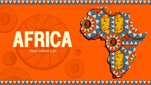 African Patterned Map Illustration Travel Cultural & Art, Wallpaper Template, Banner Website Design, Tribal Pattern Traditional Concept Composition 3840 X 2160 Monitor Size