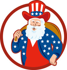 Sticker - American Father Christmas Santa Claus