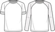 Raglan Long Sleeve T-shirt, Raglan short sleeve t-shirt  Sets Fashion Illustration, Vector, CAD, Technical Drawing, Flat Drawing, Template, Mockup