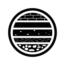 Geology Logo. Black Sedimentary Layers.