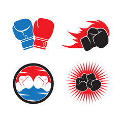 boxing gloves logo vector icon illustration