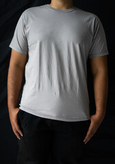 Wall Mural - men wear plain T-shirts for mockups templates. blank t-shirt for front side design