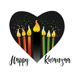 Wall Mural - Kwanzaa banner. Traditional african american ethnic holiday design concept with a burning candle in black heart. illustration.