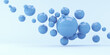 3d render illustration for advertising. Many blue spheres on a blue background.