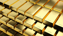 Financial Concepts Stack Of Fine Gold Bar, Gold Brick Block Ingot Or Bullion Background. 3d Illustration