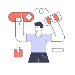 Wall Mural - male programmer digital designer developing smartphone application online service vector flat