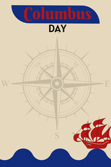 Columbus day poster design background with copy space