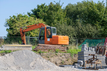 Excavator on a site