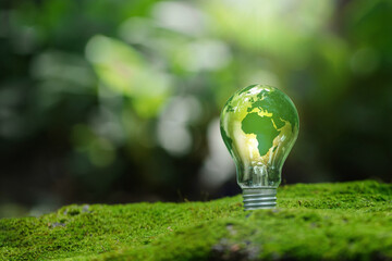 Wall Mural - renewable energy.environmental protection, renewable, sustainable energy sources. green world map on