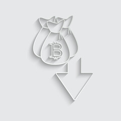 Sticker - bitcoin  rate down icon fall sign