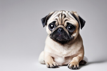 Sticker - Cute pug dog puppy in studio as animal illustration