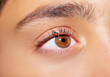 Beautiful insightful look brown eyes. Close up shot