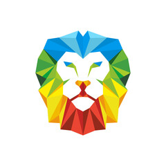 Canvas Print - geometric Lion head illustration. polygonal colourful design pattern