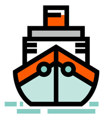 Canvas Print - Boat icon. Ship front view. Steamship symbol