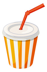 Poster - Stripe cup with plastic straw. Hot or cold drink icon