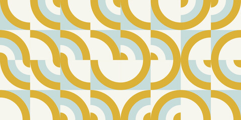Leinwandbilder - Modern vector abstract  geometric background with circles, rectangles and squares  in retro scandinavian style. Pastel colored simple shapes graphic pattern. Abstract mosaic artwork.
