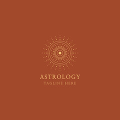 Wall Mural - astrology logo design template. geometric logo design with celestial line art. vector illustration.
