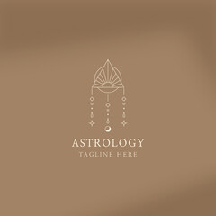 Wall Mural - astrology logo design template. geometric logo design with celestial line art. vector illustration.