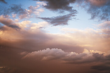 Wall Mural - Abstract beautiful nature background, sunset sky with storm clouds