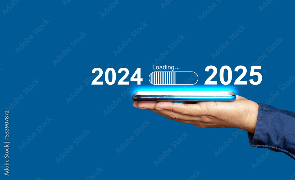 Countdown to 2025 concept. The virtual download bar with loading ...
