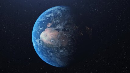 realistic cgi footage of the planet earth seen from space in 4k
