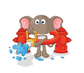 Wall Mural - elephant firefighter vector. cartoon character