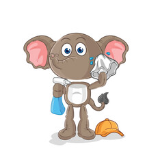 Poster - elephant cleaner vector. cartoon character