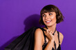 © deagreez - Photo of charming stunning lady buy surprise gifts look empty space advert isolated bright color background