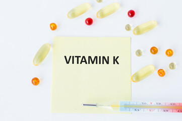 Wall Mural - a card with text Vitamin k,medical concept