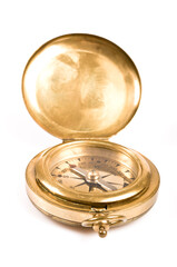 Poster - antique brass compass isolated