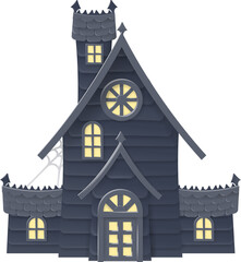 Poster - Halloween Haunted House Cartoon Papercraft Style