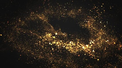 Wall Mural - Golden glitter particles loop background
