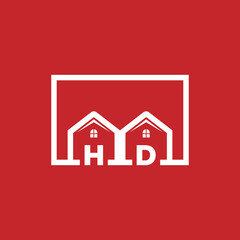 Initial HD Homes aligned logo stock vector. Illustration of building