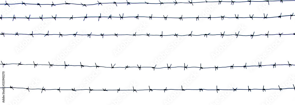 Barbed wire prison isolated on white background. Territory protection ...
