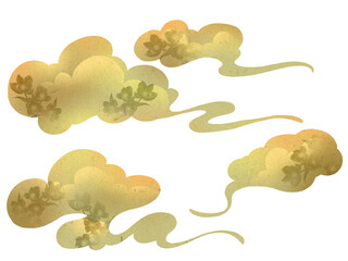 flowery clouds in oriental style, digital illustration