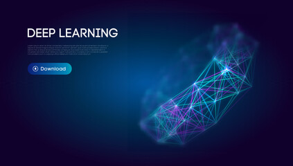 deep learning science technology background. network communication ai deep learning. vector illustra