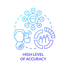 Poster - High level of accuracy blue gradient concept icon. Effective targeting. Benefit of direct marketing abstract idea thin line illustration. Isolated outline drawing. Myriad Pro-Bold font used