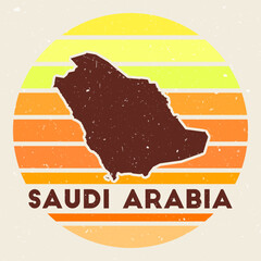 Wall Mural - Saudi Arabia logo. Sign with the map of country and colored stripes, vector illustration. Can be used as insignia, logotype, label, sticker or badge of the Saudi Arabia.