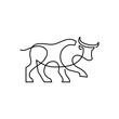 Bull Continuous Line Monoline Art Logo Vector Icon Illustration