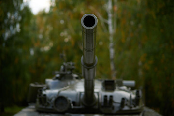 Russian tank cannon front view close up