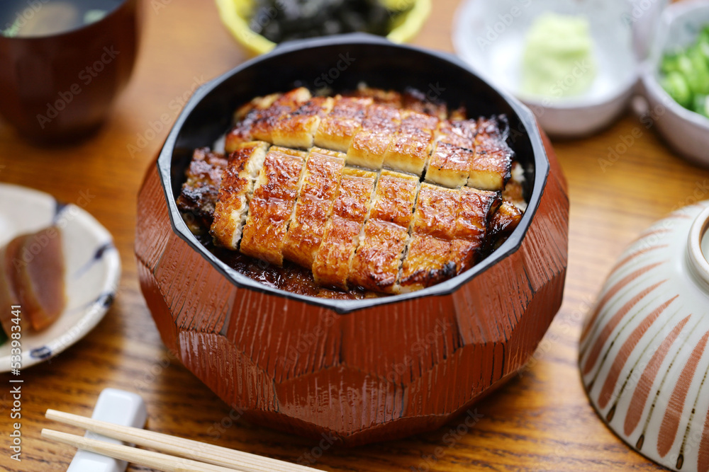 Hitsumabushi is a Japanese Nagoya rice dish decorated with grilled Unagi eel at the top. The eel is served in smaller pieces that allows it to be enjoyed with three ways.