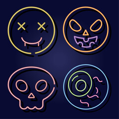 Canvas Print - four halloween neon lights