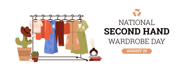 Wall Mural - Website banner about national wardrobe day flat style, vector illustration