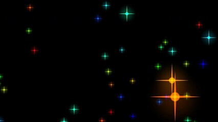 Wall Mural - abstract multi-colored star particles fly in outer space. 3d. 4k. isolated black background.