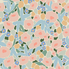 Vector Ditsy Flower Illustration Seamless Repeat Pattern 