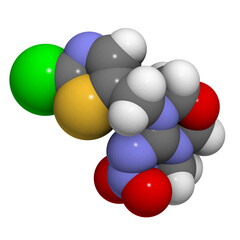 Canvas Print - Thiamethoxam insecticide molecule, chemical structure